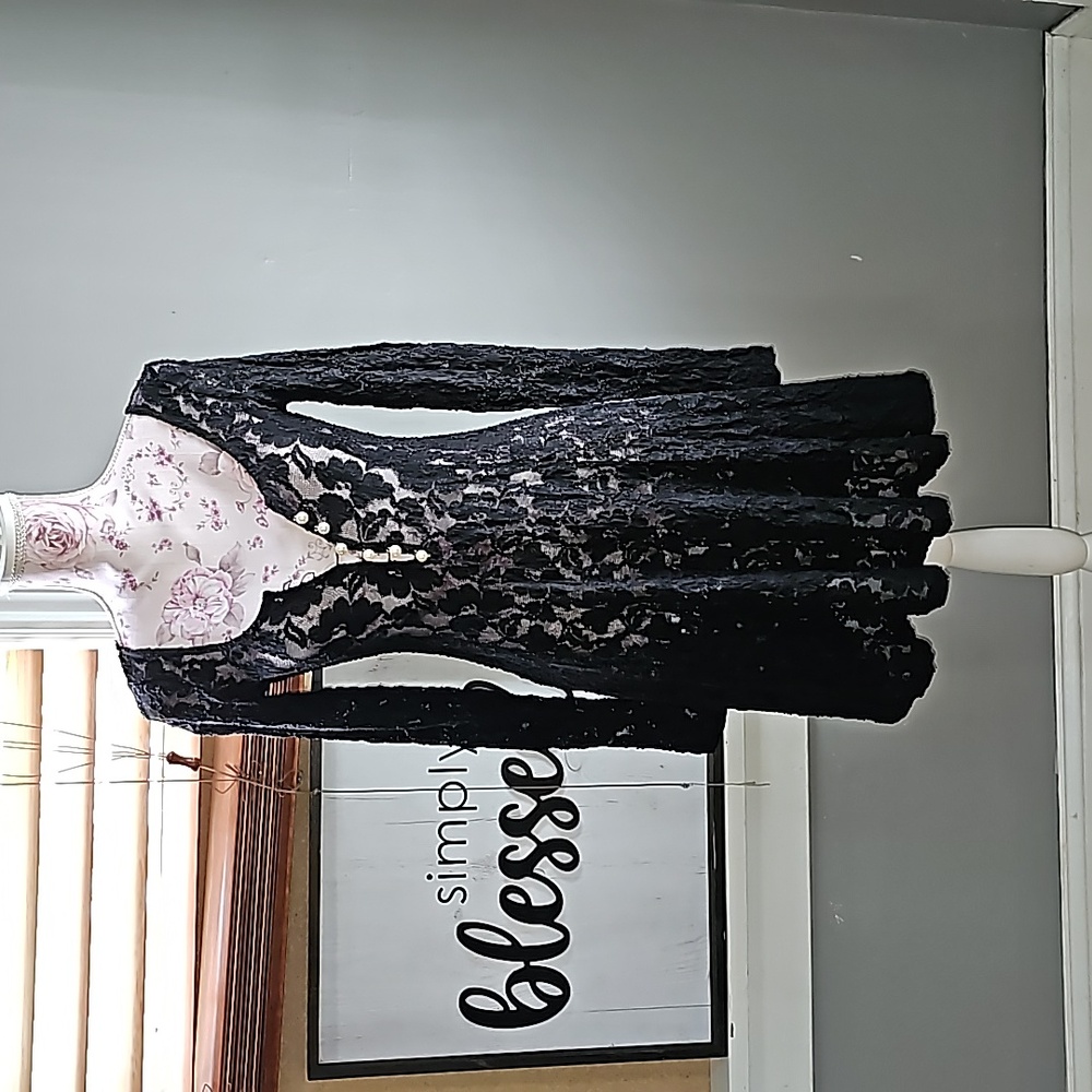 BETSY JOHNSON VINTAGE BLACK DRESS BUTTON LONG SLEEVE DRESS SIZE P (FITS MOST)